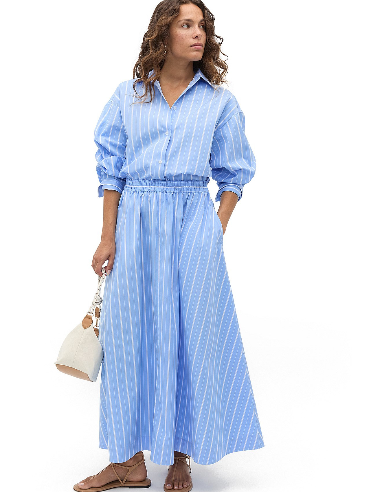 POPLIN VARIEGATED STRIPE SKIRT | David Jones (Australia & New Zealand)