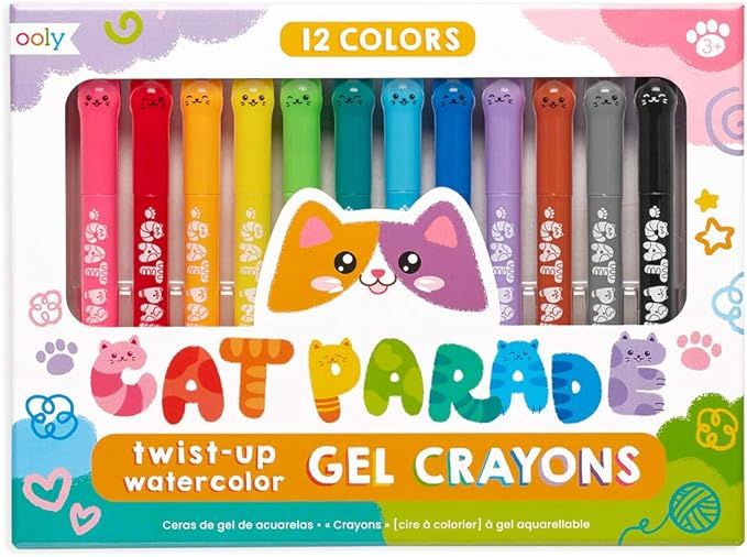 Cat Parade Gel Crayons by Ooly - Set of 12, Cute Cat-Themed Twistable Crayons for Kids, Pack of 1... | Amazon (US)