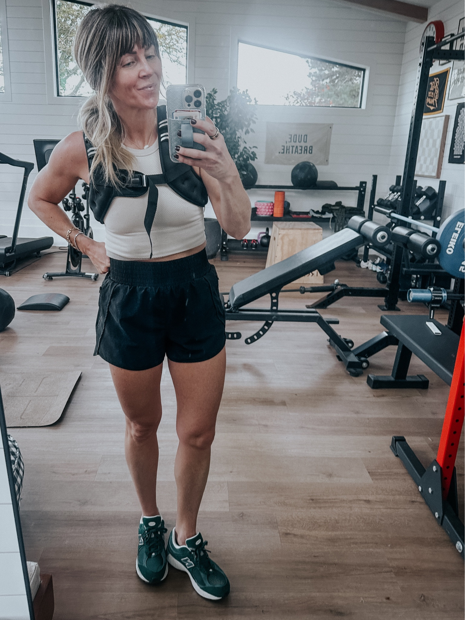 •Weighted vest is recommended to start with 10% of body weight. I have increased mine to 16 lbs
•Shoes true to size got actual size 
•Shorts- got actual size small 

“A weighted vest works the leg, ankle, and core muscles. A vest can also build bone density, increase muscle mass, burn more calories than walking alone, and improve balance and core strength. A weighted vest can also help you lose weight.”