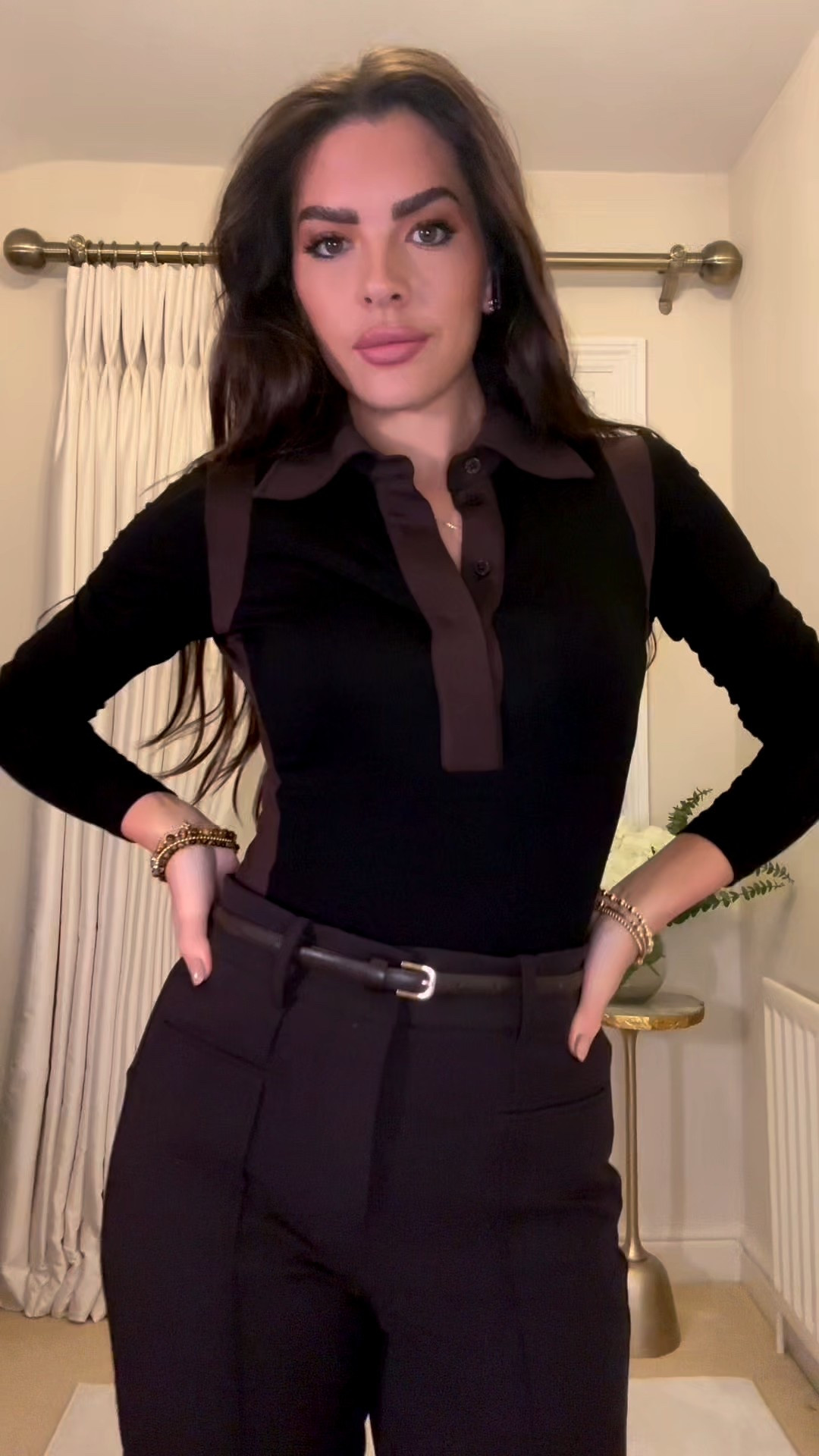 Autumn winter smart casual outfit idea 🖤🤎
Brown flared smart trousers, black and brown buttoned long sleeve polo, brown fur coat 

#LTKwinter #LTKuk #LTKautumn