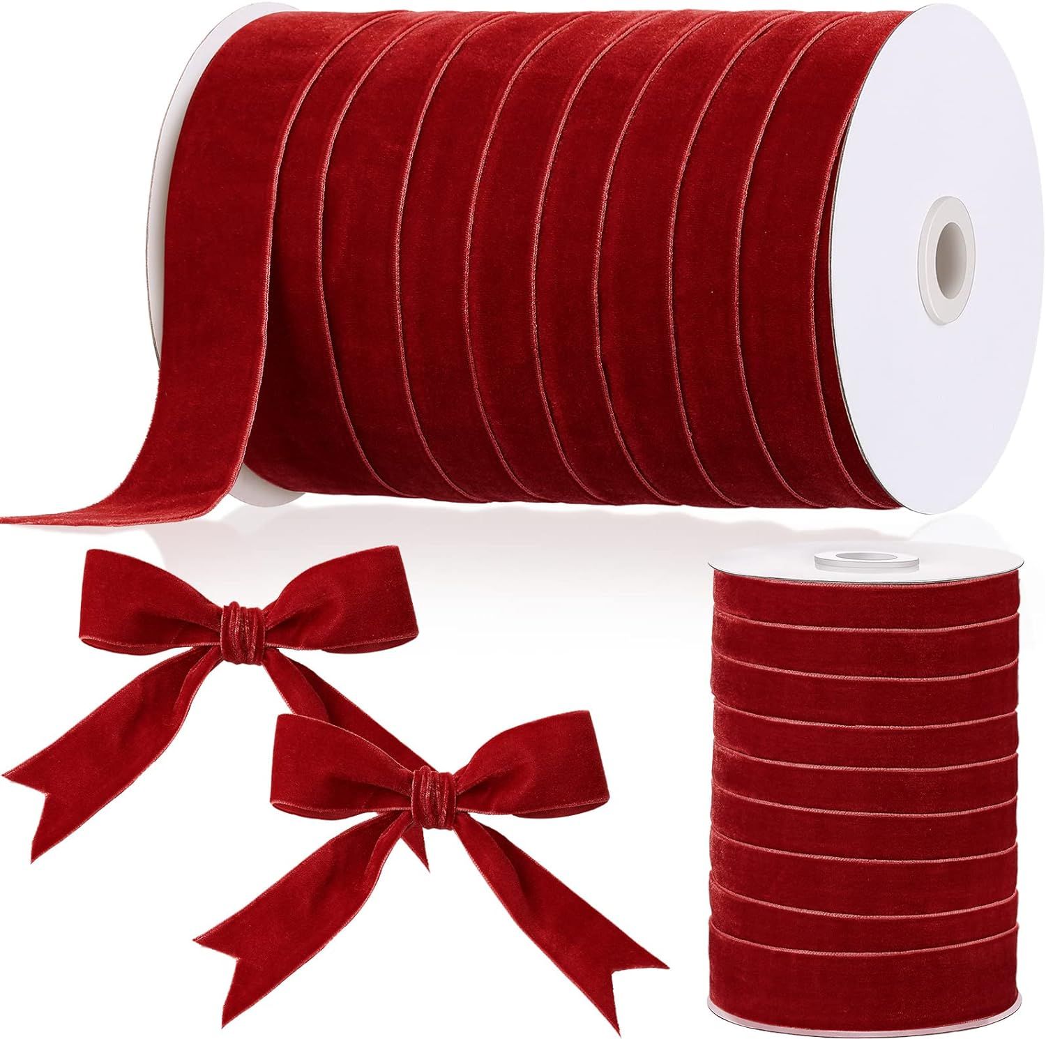 Amazon.com: Chuangdi Christmas Vintage Velvet Ribbon Single Face Spool Satin Velvet Ribbon for Ch... | Amazon (US)