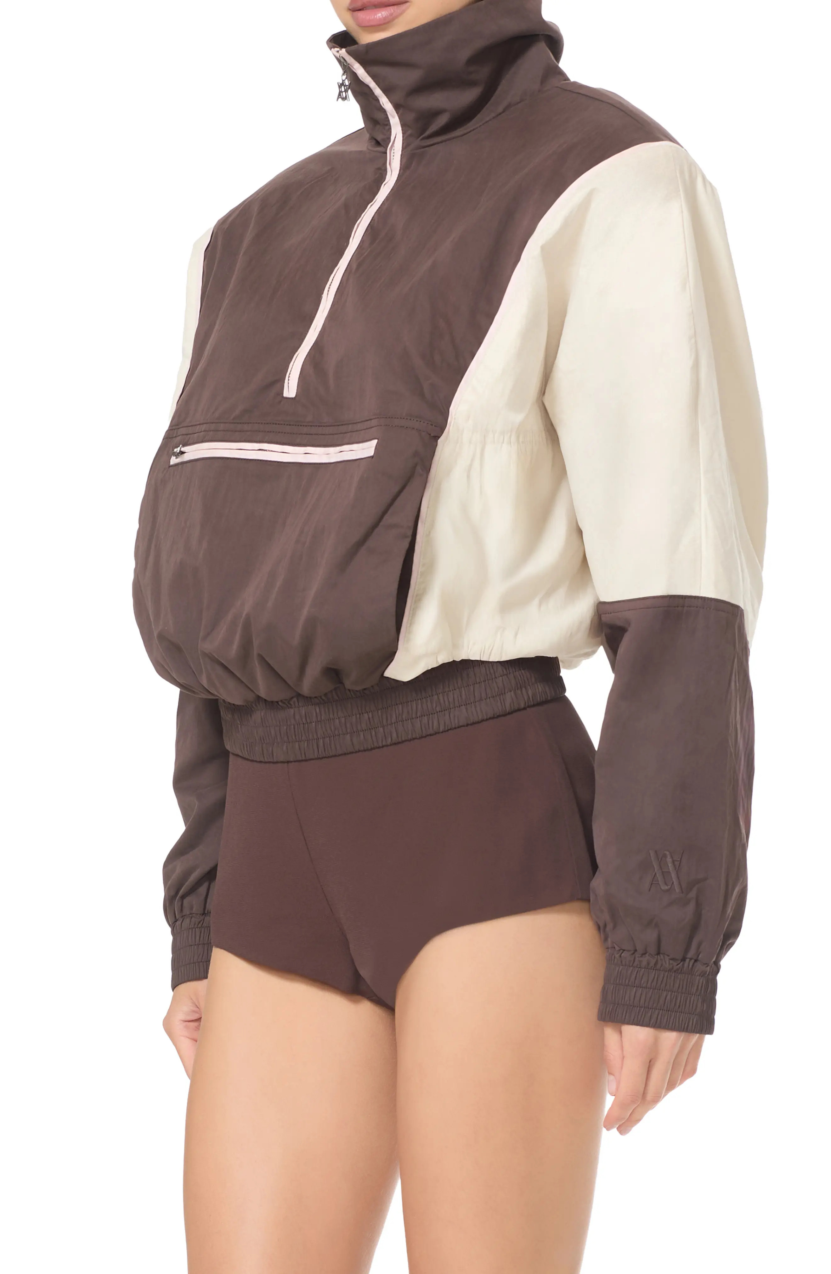 AFRM Colorblocked Quarter Zip Pullover in Mixed Coffee Bean at Nordstrom, Size X-Small | Nordstrom