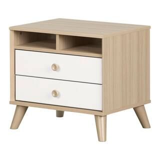 Yodi 2-Drawer Soft Elm and Pure White Nightstand | The Home Depot