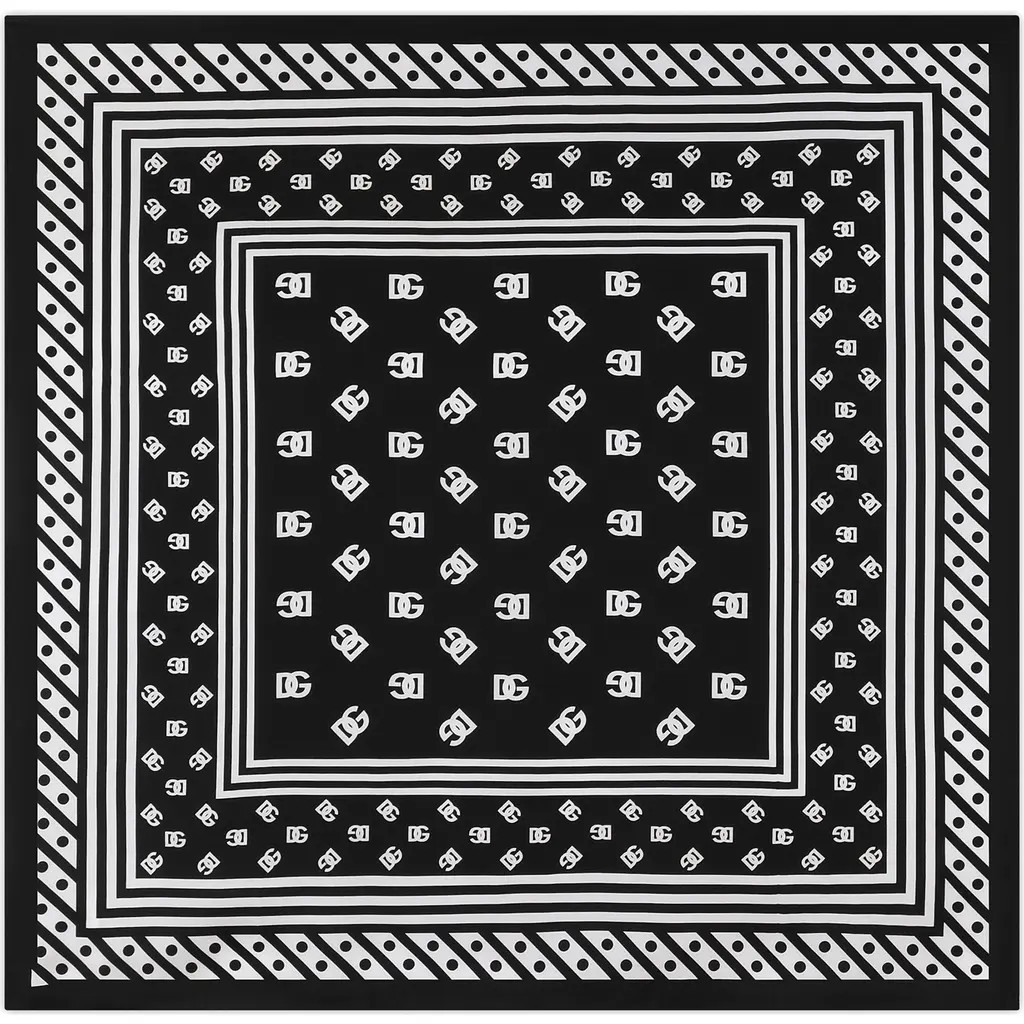 Dolce&Gabbana Logo Print Silk Twill Square Scarf in Blackprint at Nordstrom | Nordstrom