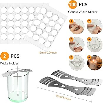 100 Pcs Cotton Candle Wick 8'',Wicks Coated with Paraffin Wax, 100PCS Candle Wick Stickers and 2P... | Amazon (US)