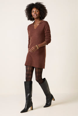 CLOTH AND STONE Women's Collared Pullover Sweater Dress, Size XL, Brown | Evereve