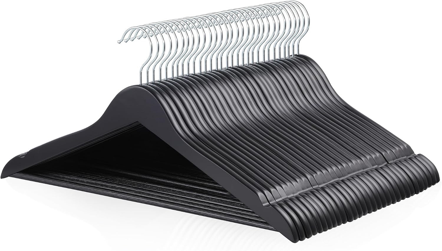 Amazon Basics Wood Suit Clothes Hangers for Closet Organizer, Black, 30-Pack | Amazon (US)