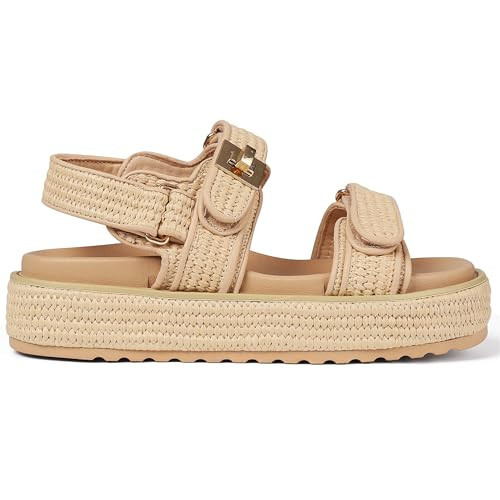 INSMIA Raffia Platform Sandals Women, Summer Beach Walking Comfortable Cute Vacation Chunky Womens Platform Sandals Slingback Adjustable Strap Buckle Sandals | Amazon (US)