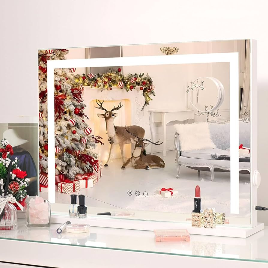 AMST Vanity Makeup Mirror with Lights, Lighted Mirror with Dimmable 3 Modes LED Backlit Light Str... | Amazon (US)