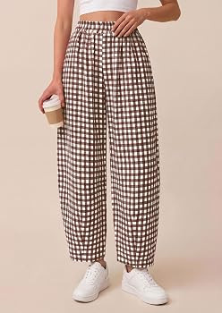 PRETTYGARDEN Plaid Barrel Pants Women Summer Bottoms | Amazon (US)