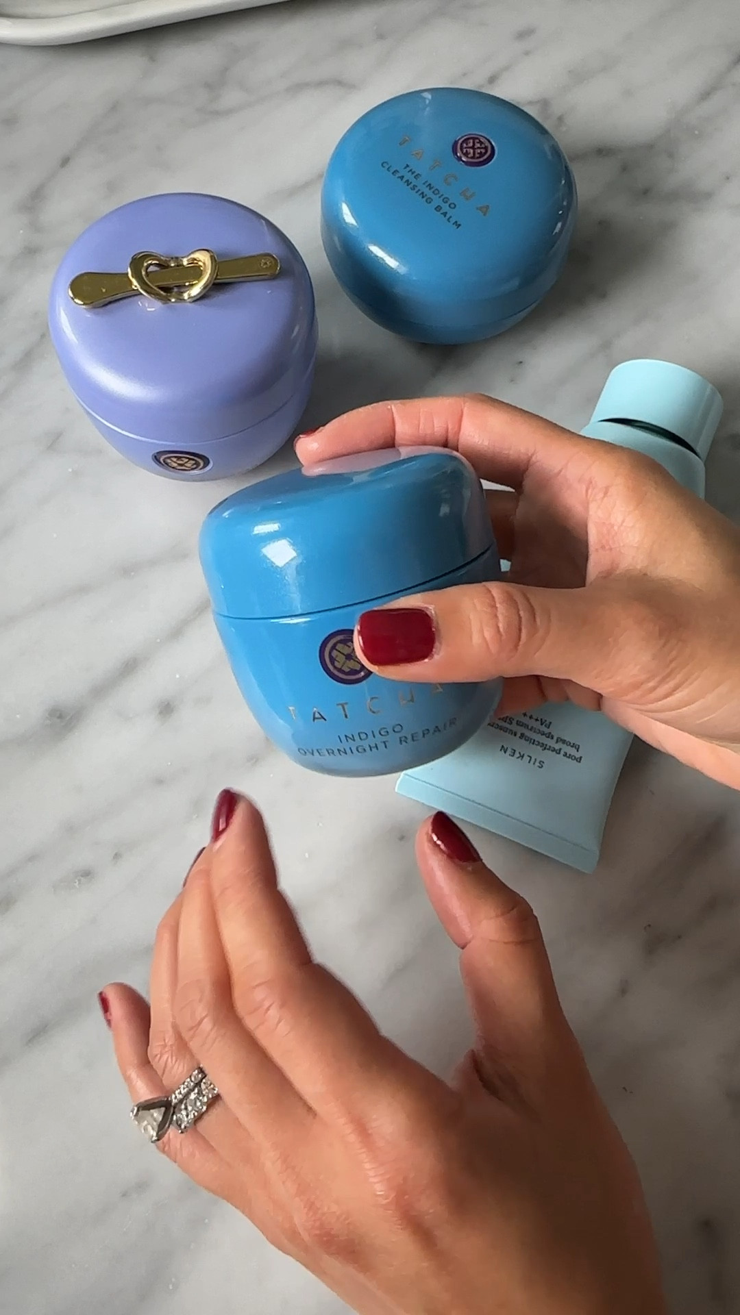 Walking thru my 3 repurchases for Tatcha Black Friday sale! Their best discount of the year. I wait for this every November to restock

25% off plus free mini gifts if you spend over $100 with code CYBER24 

3 items I’m repurchasing:

1. Tatcha indigo overnight repair cream. This is a serum & moisturizer in one designed to help repair your skin barrier overnight 

Really good for sensitive or irritated skin if you experience extra dryness, redness, or if you have eczema prone skin and want something gentle but soothing and hydrating. 

No fragrance, no irritation with this cream. 

2. Dewy skin cream - holy grail everyday moisturizing face cream. Velvety smooth, glides on like silk and absorbs weightlessly  

I usually buy the regular full size but now they have a value size that’s a little more in cost for a lot more volume 

• for less dry climates their lighter weight water cream is another holy grail for me which I use in the summer here

3. Tatcha SPF is pricey but a pretty good one I’ll splurge on during a good sale. The feel is truly silky, very moisturizing, and absorbs easily with no sticky residue. Wears well all day under my makeup. 

The formula and feel is not similar, but I also still love my EltaMD UV clear which is on sale right now 

• for the Elta MD use code JOY to save another 20% on the linked Bundle pricing at Dermstore, making it $61 instead of $86!

• Tatcha indigo cleansing balm was nice but pricey so I don’t mind sticking with my usual Farmacy green clean balm that works just as well , currently on sale for Black Friday 

• wine red nail color is OPI we the female in gel 

Holiday Gift ideas for her, cyber week Black Friday beauty deals 

#LTKCyberWeek #LTKBeauty #LTKGiftGuide