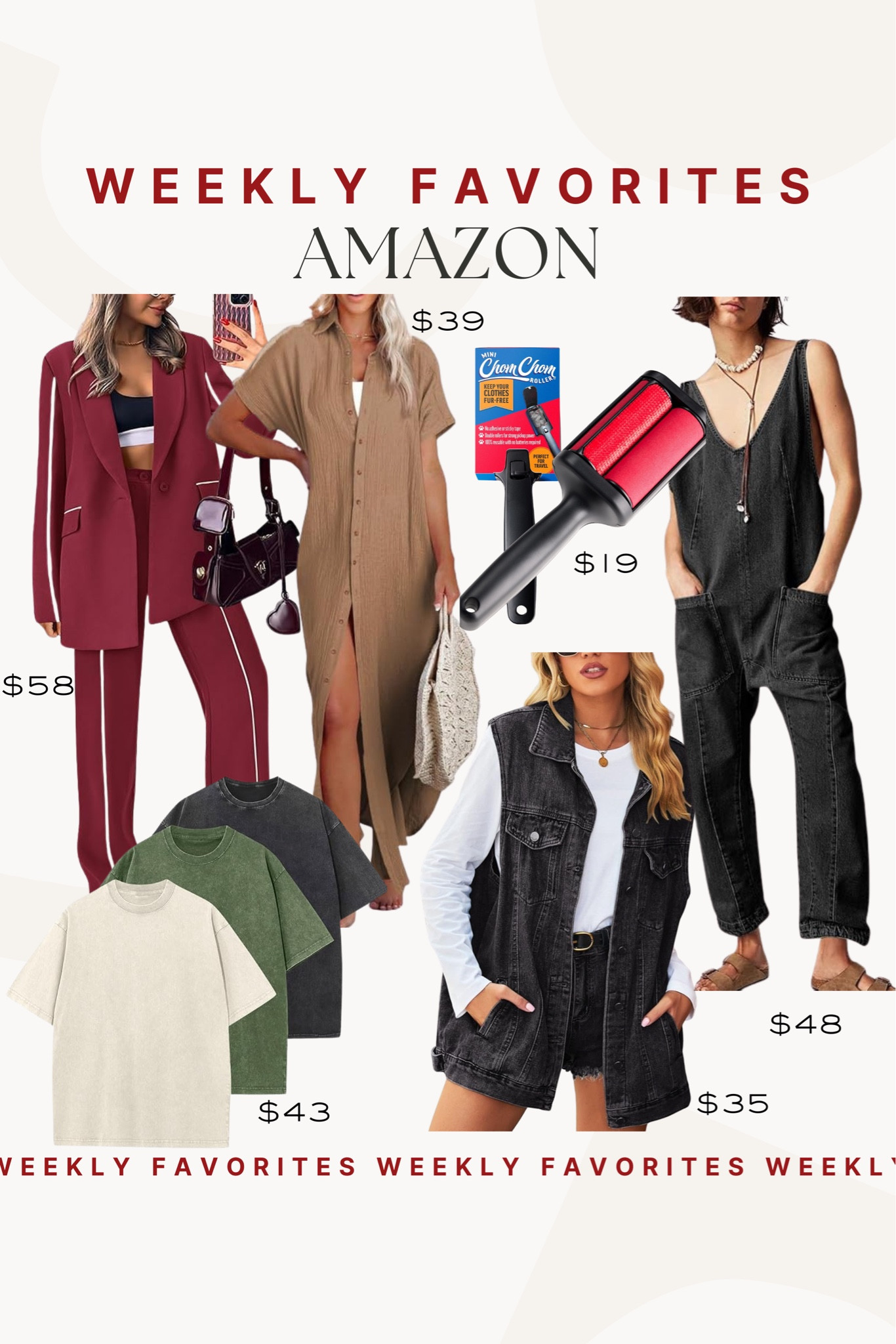 This weeks Amazon favorites!! We are loving this roller, it’s perfect for all the little hairs, it picks up everythingggg!!

Amazon style, Amazon fashion, Amazon finds, tracksuit, matching sets, denim vest

#LTKFindsUnder50 #LTKFindsUnder100