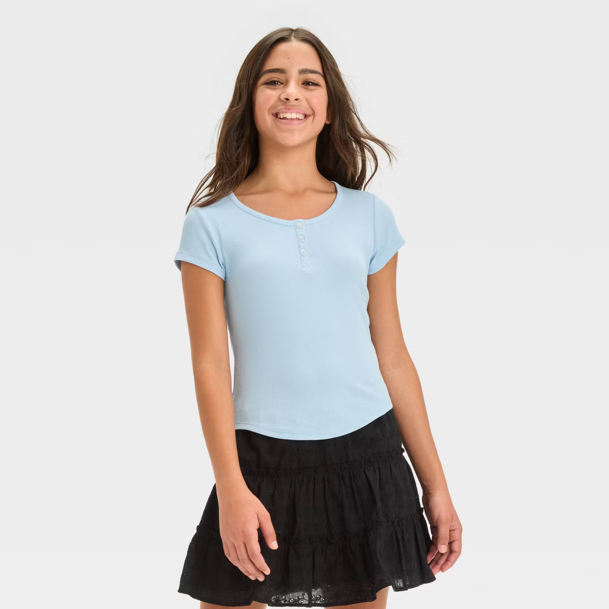 Girls' Button Front Henley T-Shirt - art class™ | Target