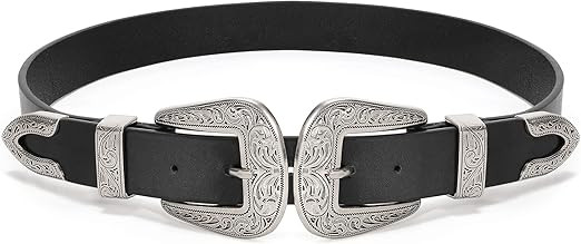 XZQTIVE Women Leather Belt Ladies Vintage Western Belt Retro Cowgirl Leather Belt Black Waist Bel... | Amazon (US)