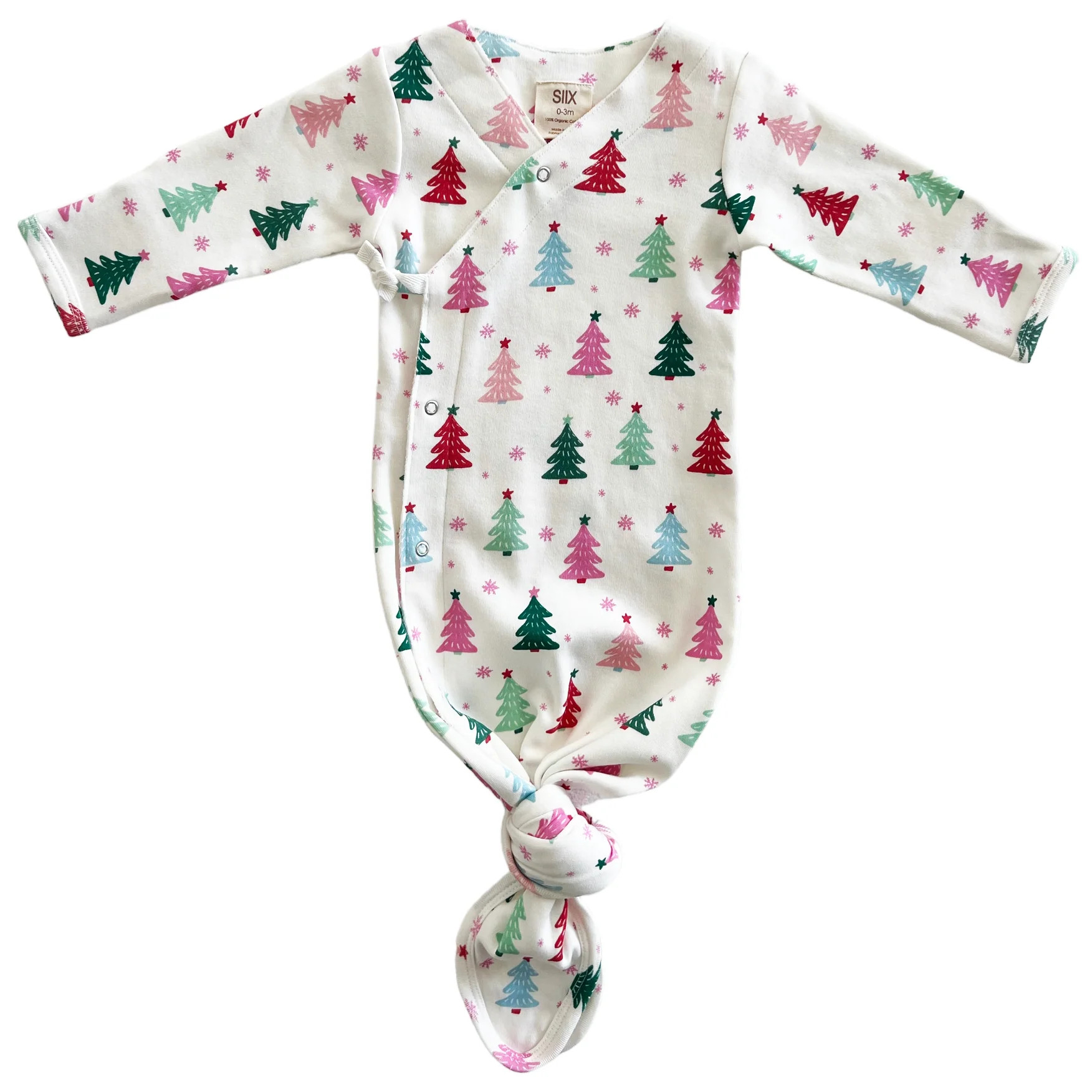 Christmas Trees Pink / Organic Kimono Knot Gown | SpearmintLOVE
