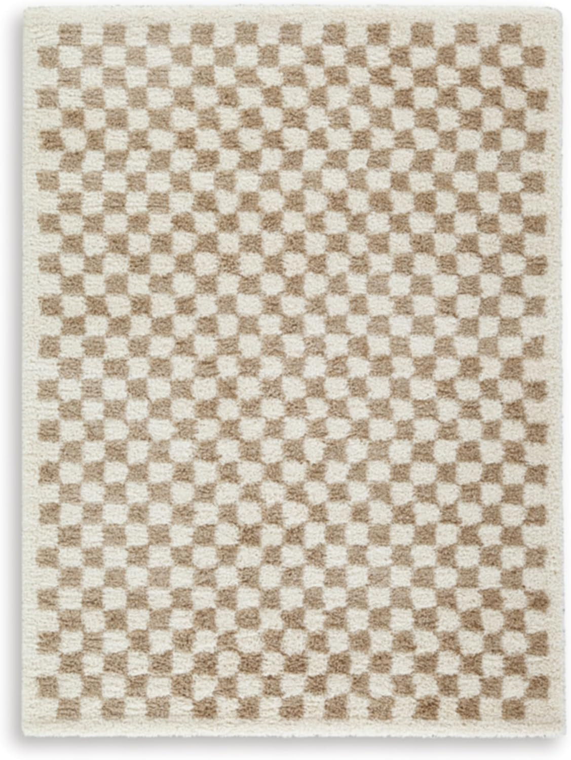 Signature Design by Ashley Karamen Casual Indoor Stain Resistant Checkered 5 x 7 Shag Rug, Light ... | Amazon (US)