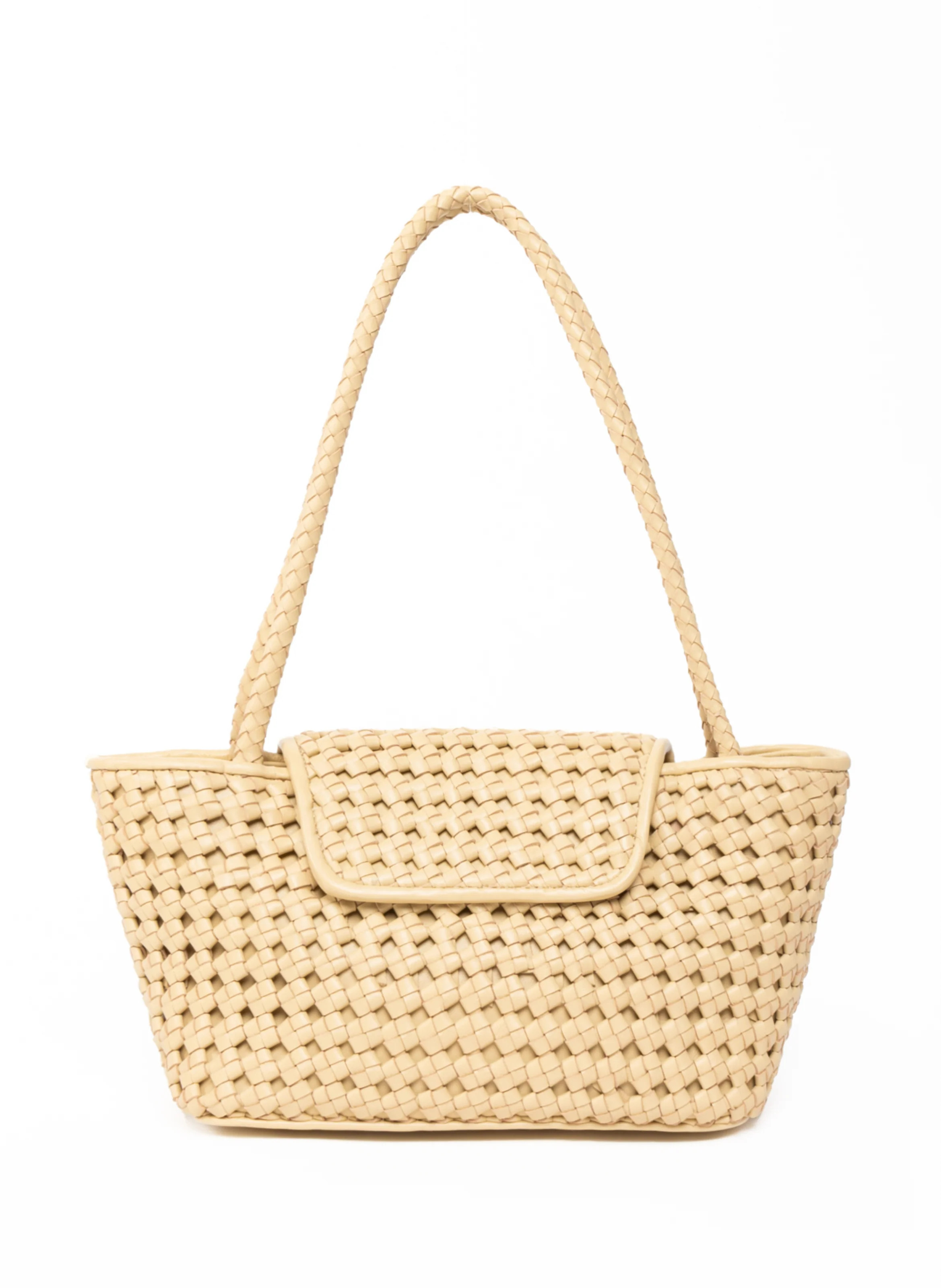 Courrier Tote Woven Leather Butter | Elleme