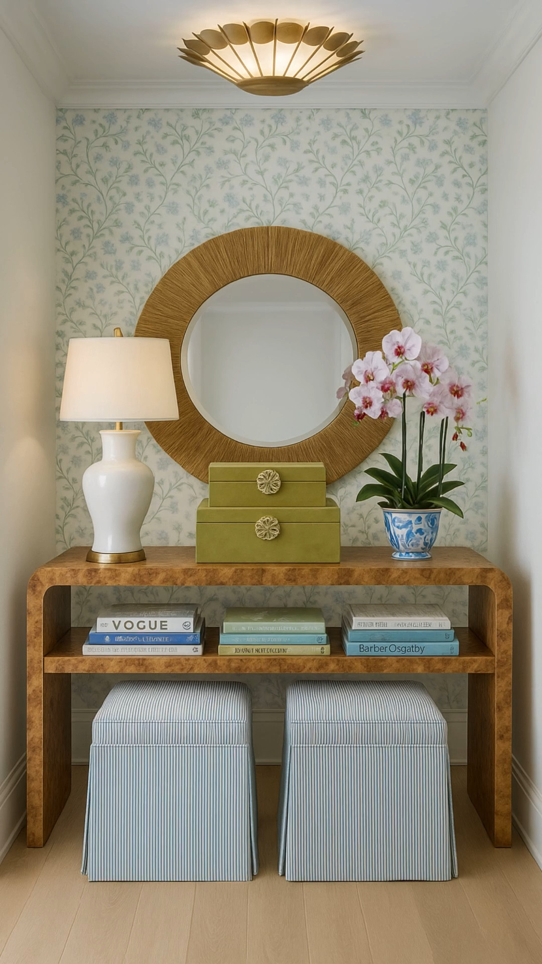 A gorgeous entryway design with Burl wood and pattern play! 

#LTKSaleAlert #LTKCyberWeek #LTKHome