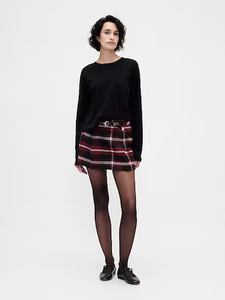 Wool-Blend Pleated Mini Skort | Gap (US)