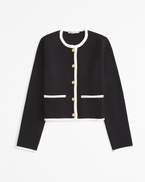 LuxeLoft Crew Sweater Jacket | Black Jacket | Black Cardigan | Work Wear Style  | Abercrombie & Fitch (US)