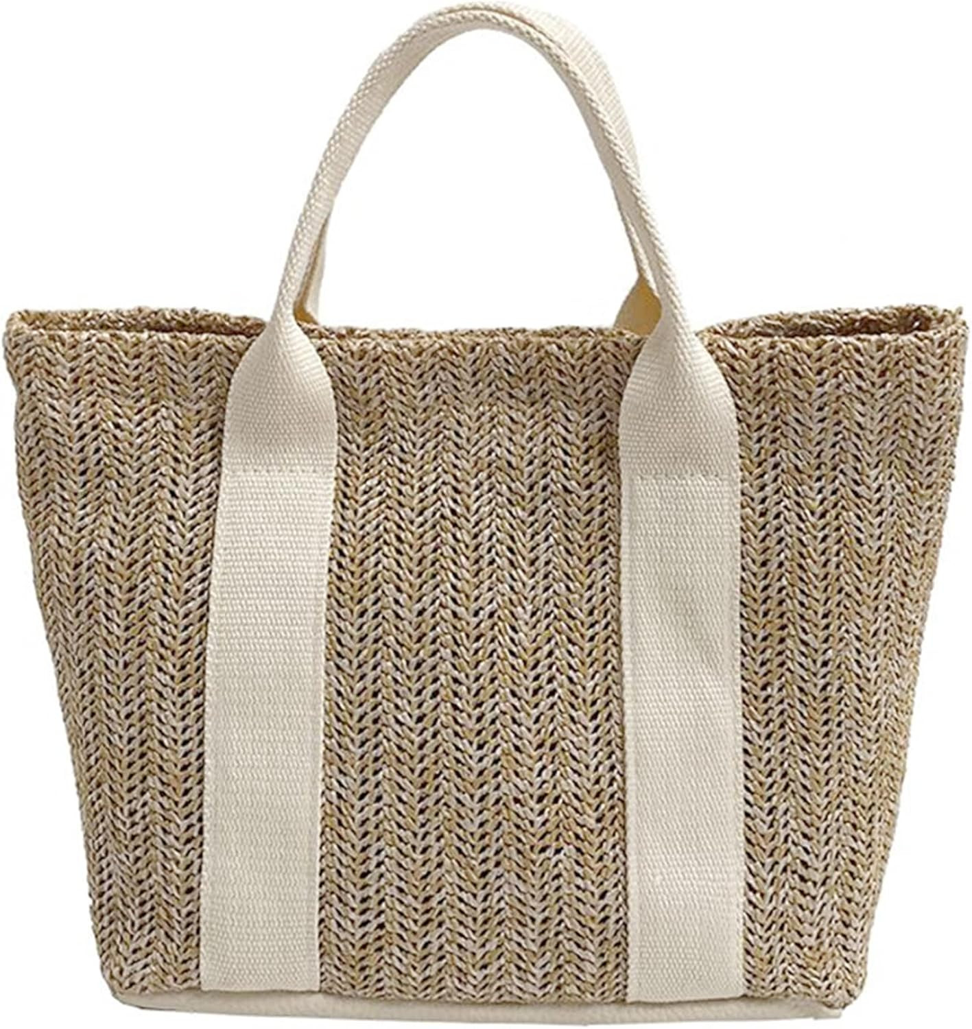 Mini Straw Tote Bag Natural Straw Woven Beach Bag Casual Shoulder Bags Handbag for Women Fashion ... | Amazon (US)