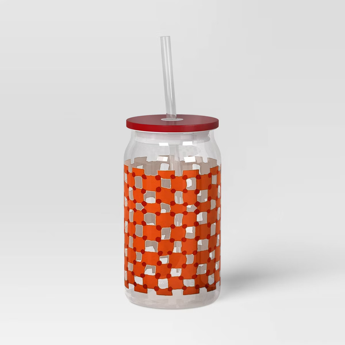 14.5 fl oz Glass Straw Tumbler Orange Check - Room Essentials™ | Target