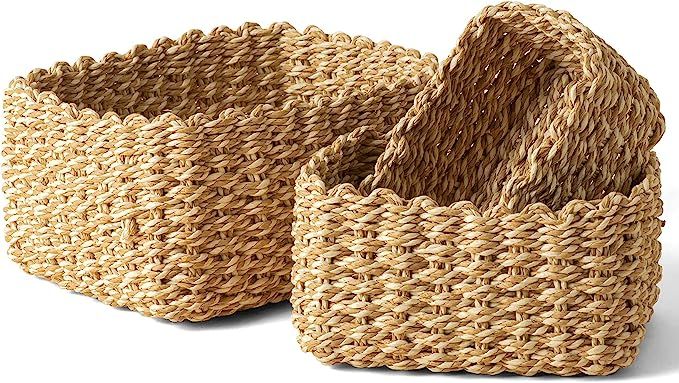 LA JOLIE MUSE Paper Rope Storage Baskets for Organizing, Recycled Wicker Storage Basket Container... | Amazon (US)