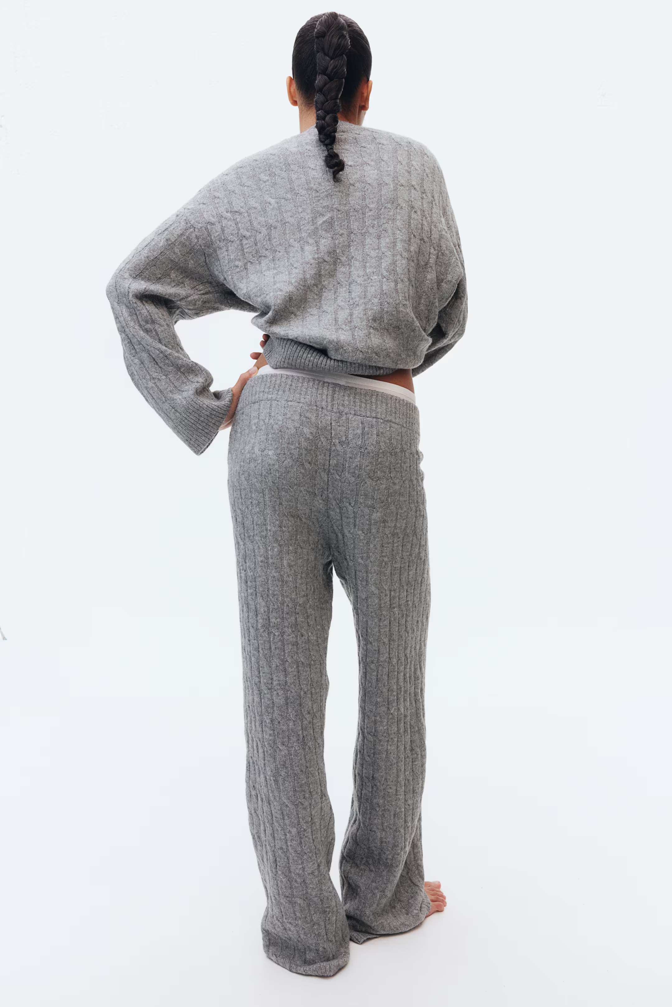 Cable-knit jumper - Light grey marl - Ladies | H&M GB | H&M (UK, MY, IN, SG, PH, TW, HK)