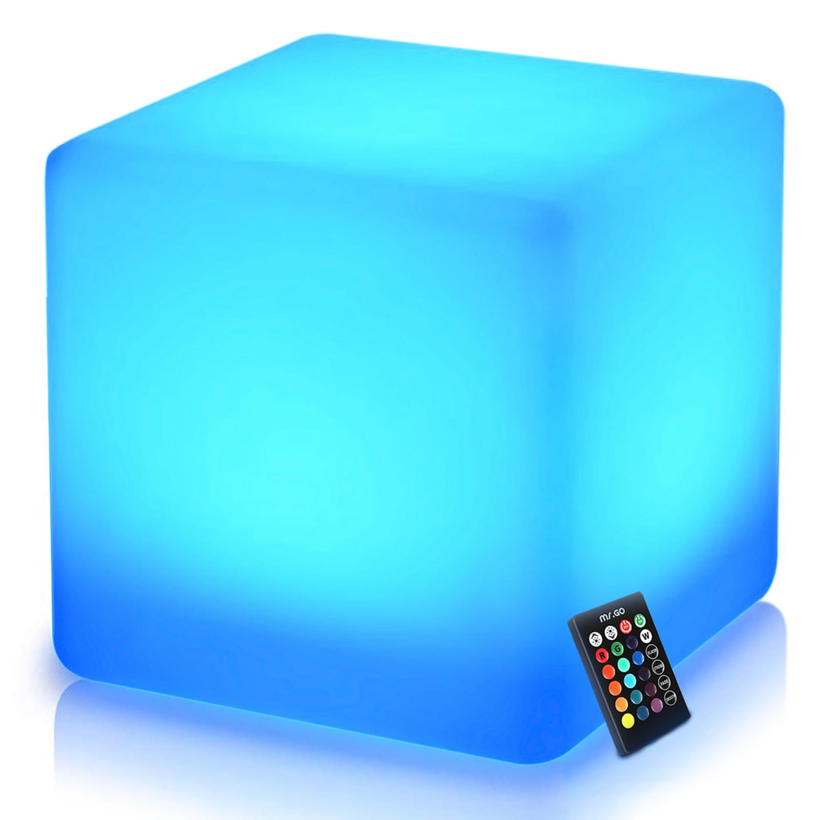 Mr.Go 16-Inch Rechargeable LED Cube Chair Light, 16 RGB Colors Glow Cube Seat w/Remote, Waterproo... | Amazon (US)