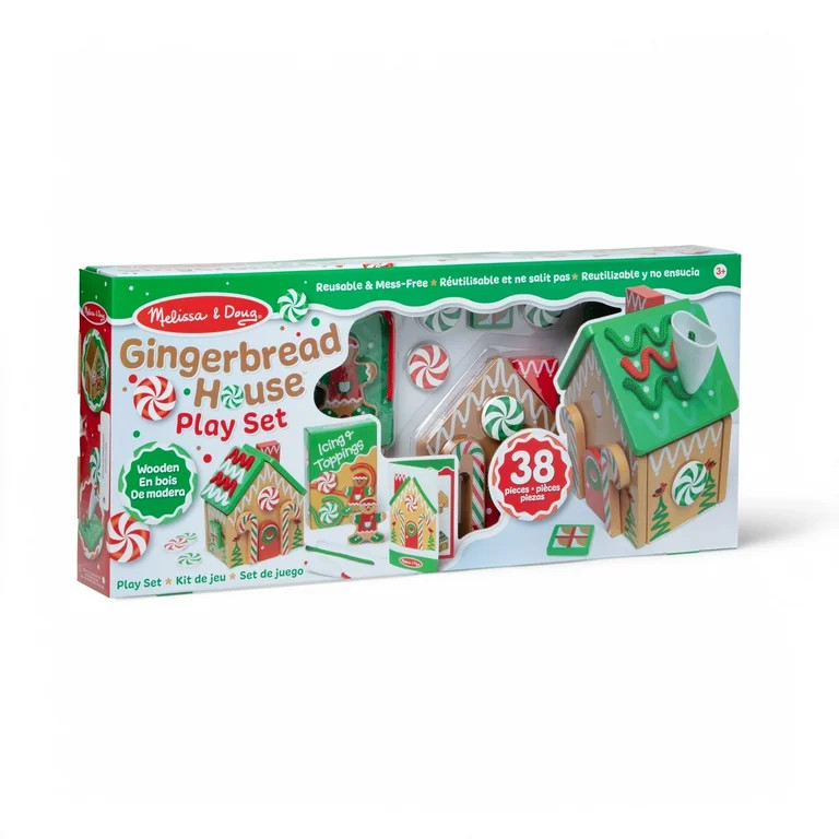 Melissa & Doug Wooden Gingerbread House Reusable, Mess-Free Play Set Activity for Boys and Girls ... | Walmart (US)