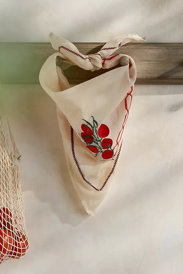 Embroidered Tomato Cotton Bandana | Terrain