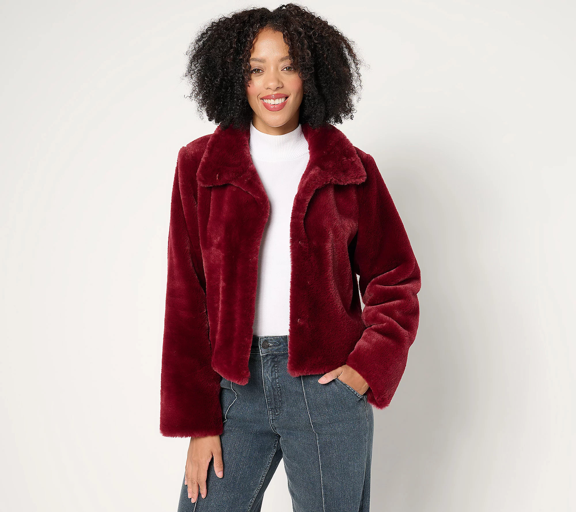 Dennis Basso Faux Fur Cropped Jacket w/ Collar | QVC