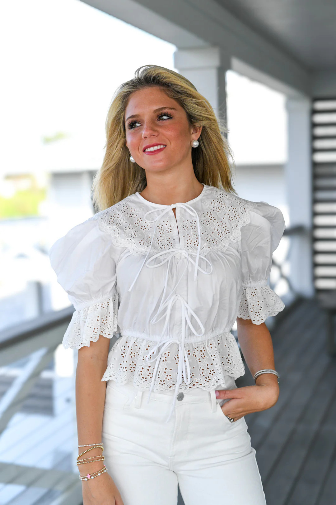 Emi Lace Tie Top - Off White | Fancyd Boutiqe