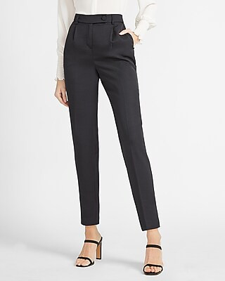 High Waisted Tab Button Ankle Pant | Express