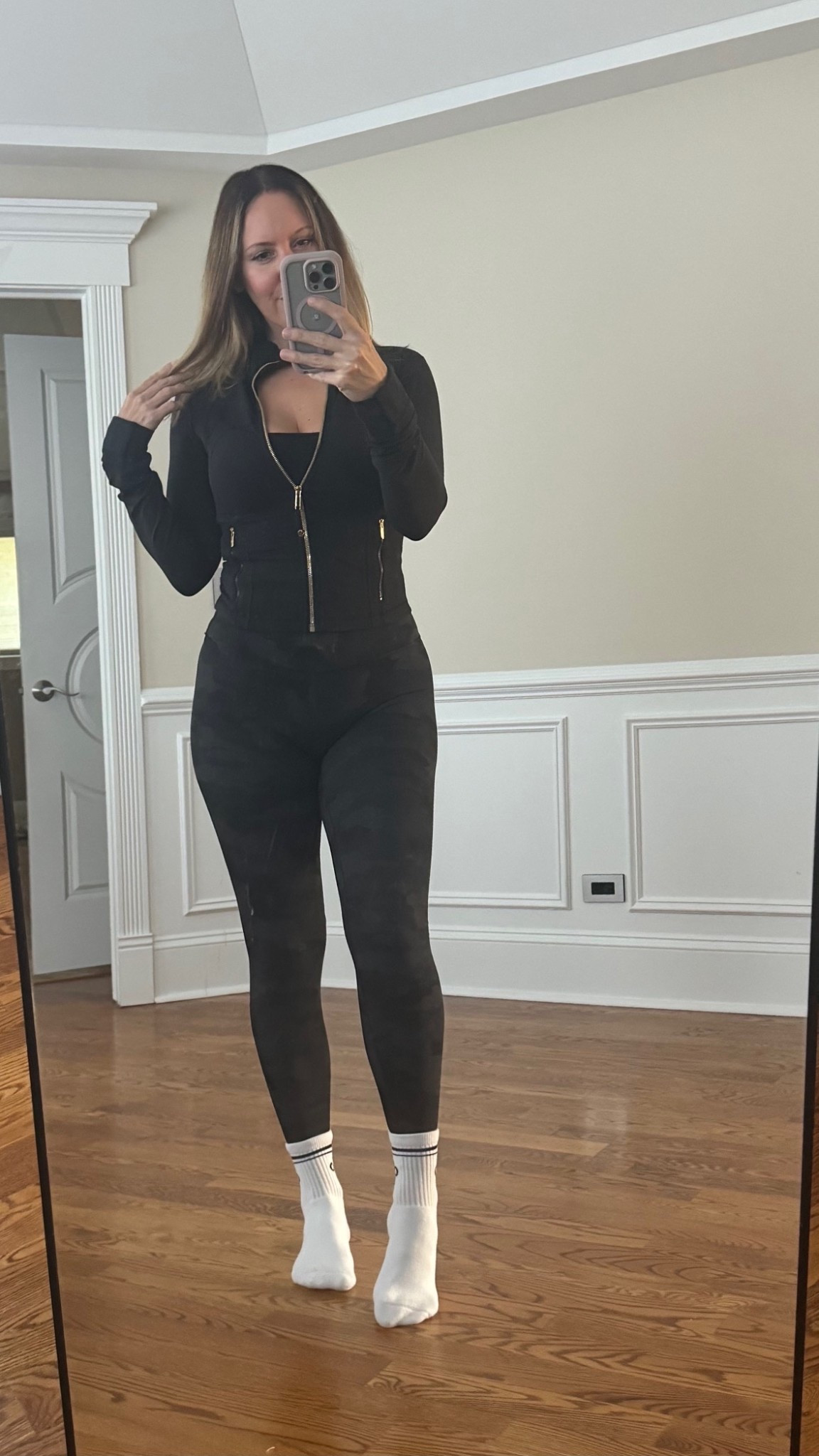 Favorite workout fit - lululemon align leggings in camo (squat proof!) & cropped define jacket 

Define lululemon 
Alo socks 
Align leggings lululemon 

#LTKfitnessgoals #LTKActive #LTKTall