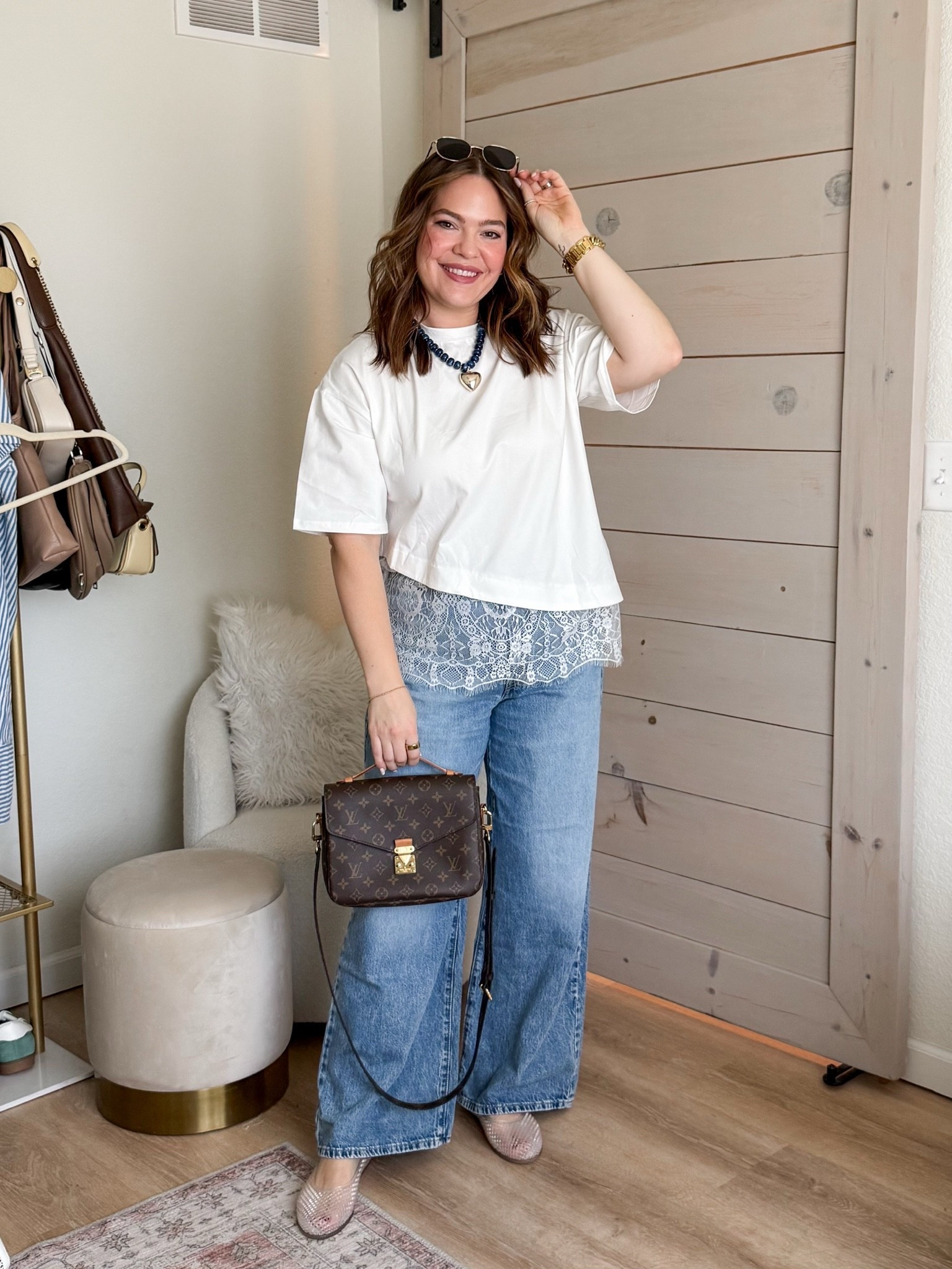 Amazon outfit but the bag is borrowed from vivrelle - use my link for your first month free!! True size in all

#LTKdayinmylife #LTKMidsize #LTKmomlife
