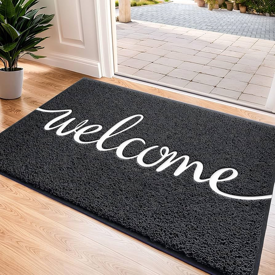 Black Door Mat Welcome Mats Outdoor Indoor Non-Slip Doormat for Entryway Low-Profile Floor Mat fo... | Amazon (US)