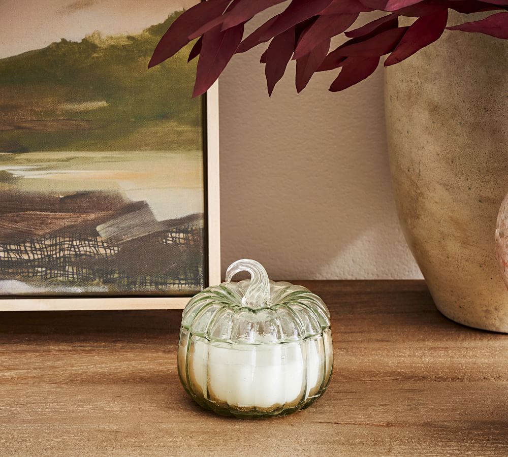 Pumpkin Lidded Recycled Glass Candles - Harvest Spice | Pottery Barn (US)