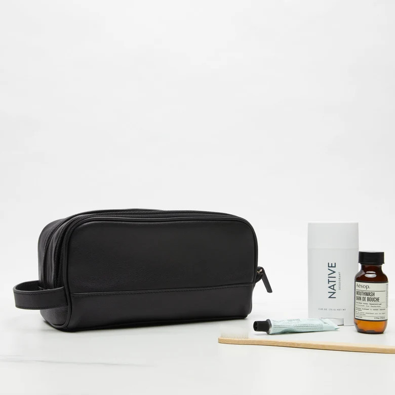 Double Zip Toiletry Bags | Full Grain Leather | Leatherology