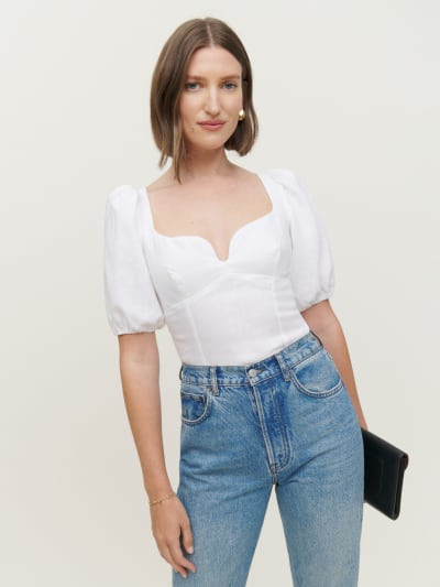 Mia Linen Top | Reformation (Global)