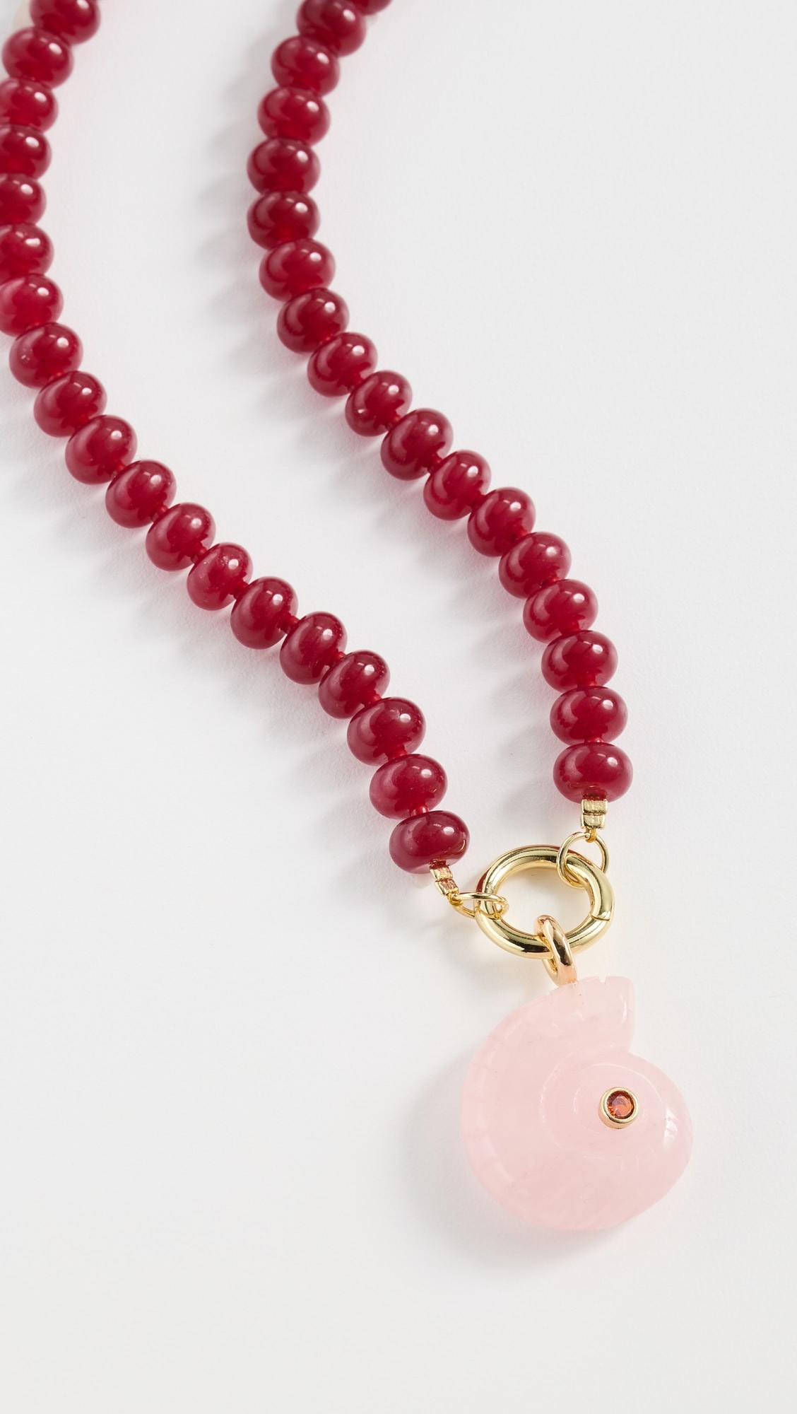 Berry Beaded Natural Stone Shell Pendant | Shopbop