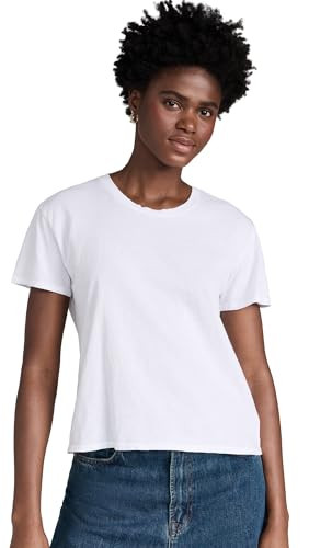 perfectwhitetee Women's Harley Cotton Boxy Crew Tee, White, M | Amazon (US)