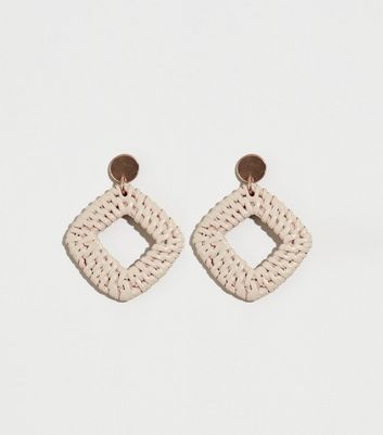 Pale Pink Raffia Square Drop Earrings | New Look | New Look (UK)