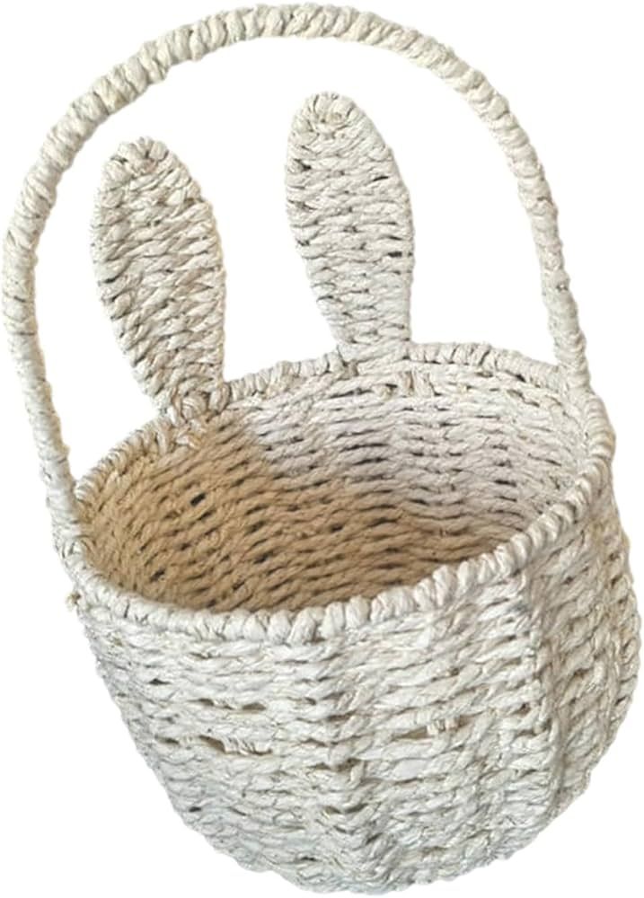 Fenteer Woven Basket Hand Basket Easter Decor with Bunny Ears Easter Basket Storage Basket with H... | Amazon (US)