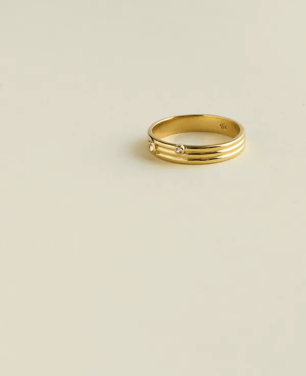 Demi-Fine Crystal Ribbed Ring | Madewell