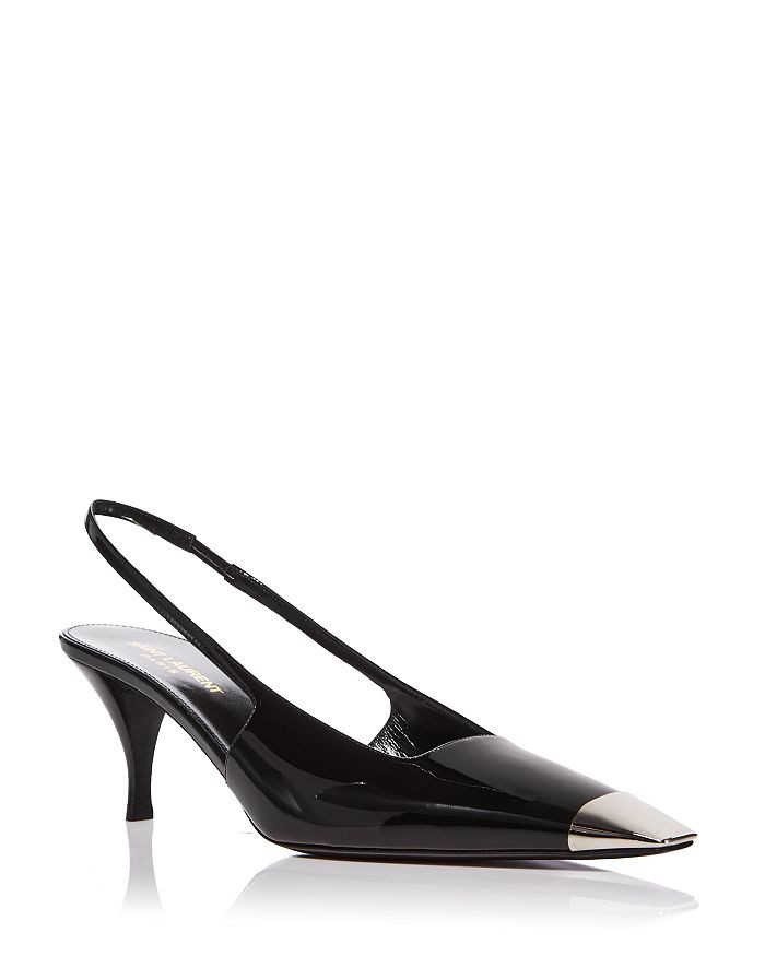 Women's Blade Metallic Cap Square Toe Slingback Leather Pumps | Bloomingdale's (US)