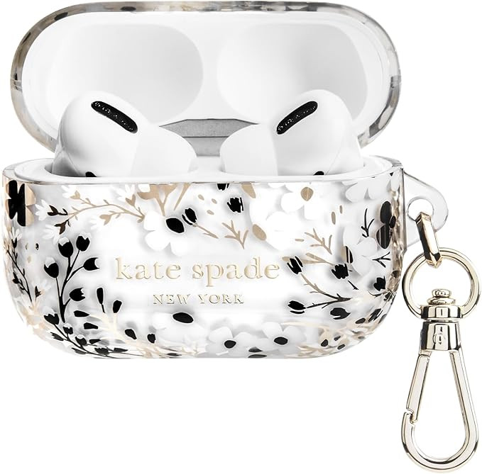 kate spade new york AirPods Pro Protective Case with Keychain Ring - Multi Floral Black and White... | Amazon (US)
