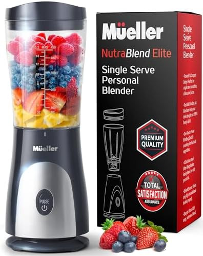 Mueller Personal Blender for Shakes and Smoothies with 15 Oz Travel Cup and Lid, Juices, Baby Foo... | Amazon (US)