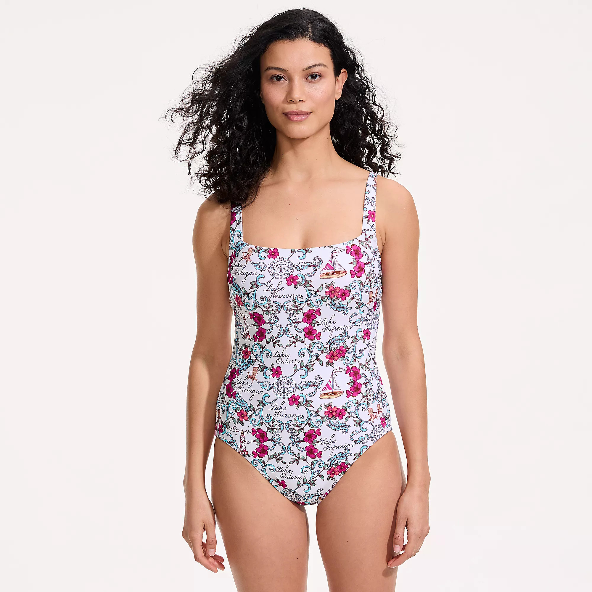 Women's Mastectomy LE x T and T The Tiffany Square Neck One Piece | Lands' End (US)