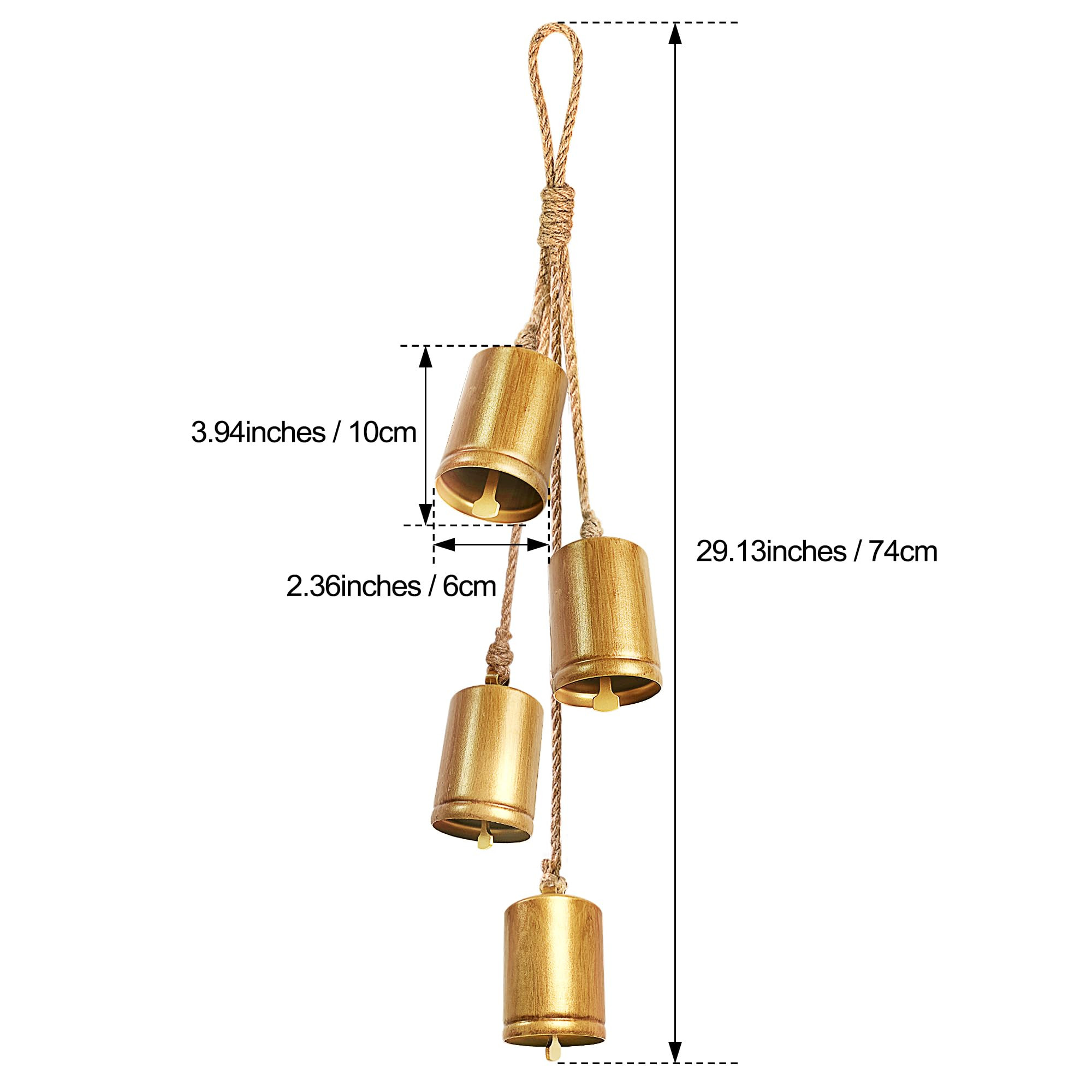 Christmas Bells for Decoration, Hand Craft Brass Vintage Rustic Bell Set of 4, Hanging Gold Ornam... | Amazon (US)